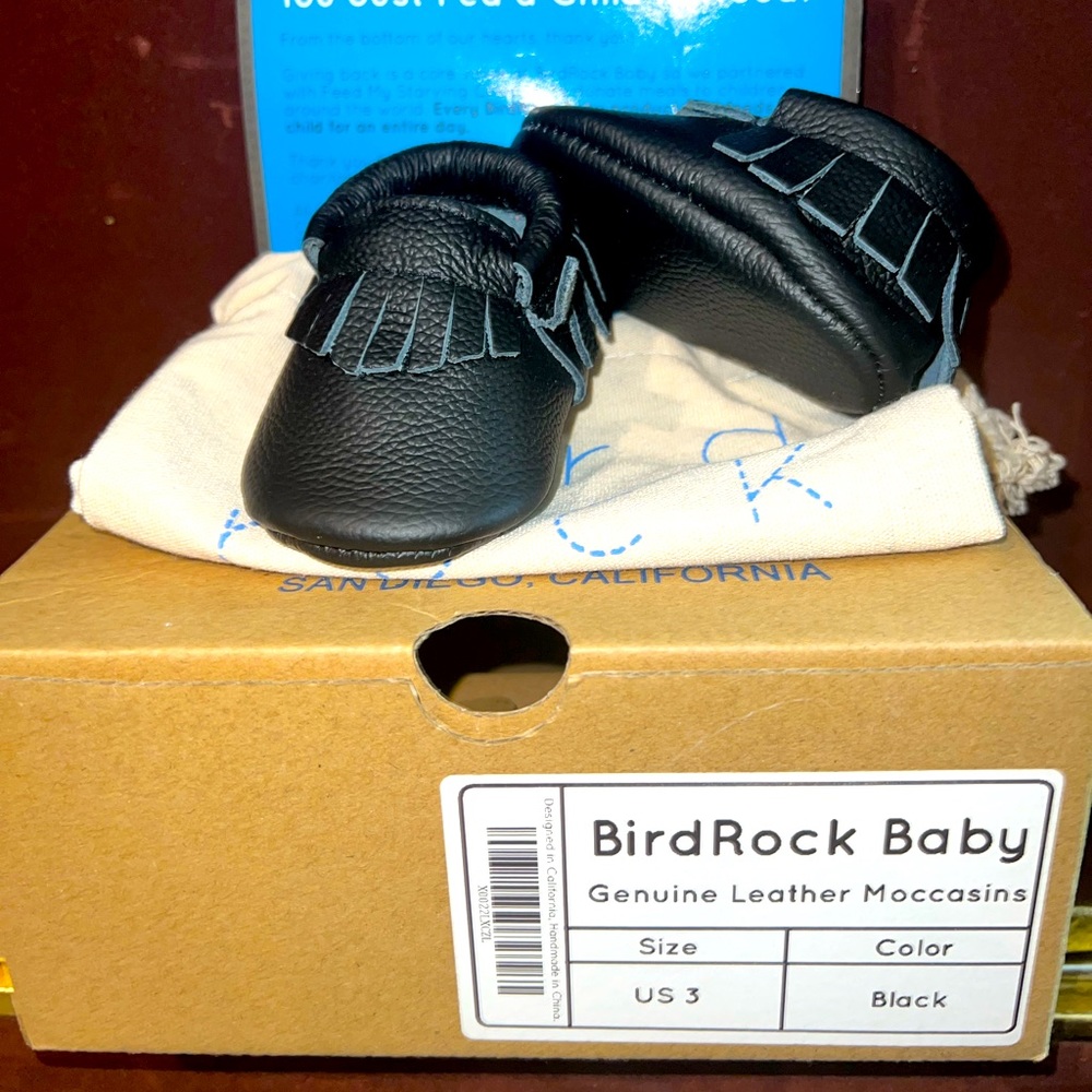 Bird Rock Baby Black Baby Moccasins
